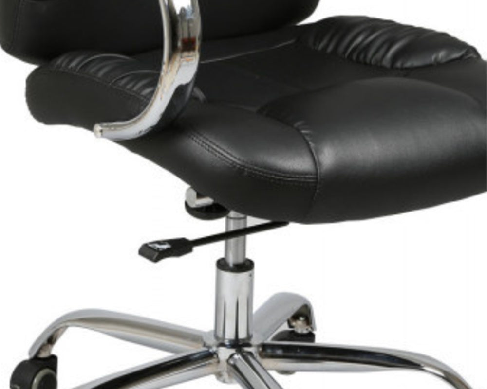 Fauteuil bureau design simili cuir noir sur roulettes pivotant - Rousseau - Souffle d'intérieur