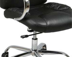 Fauteuil bureau design simili cuir noir sur roulettes pivotant - Rousseau - Souffle d'intérieur