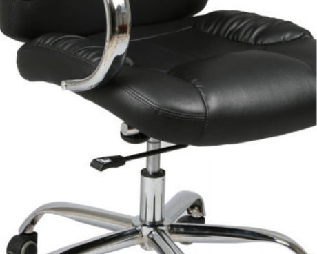 Fauteuil bureau design simili cuir noir sur roulettes pivotant - Rousseau - Souffle d'intérieur