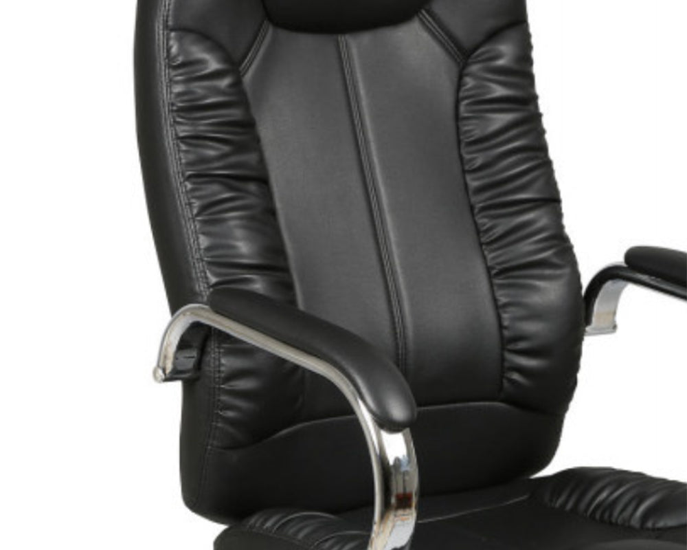 Fauteuil bureau design simili cuir noir sur roulettes pivotant - Rousseau - Souffle d'intérieur