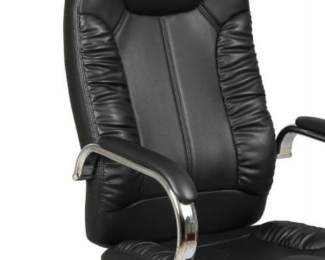 Fauteuil bureau design simili cuir noir sur roulettes pivotant - Rousseau - Souffle d'intérieur