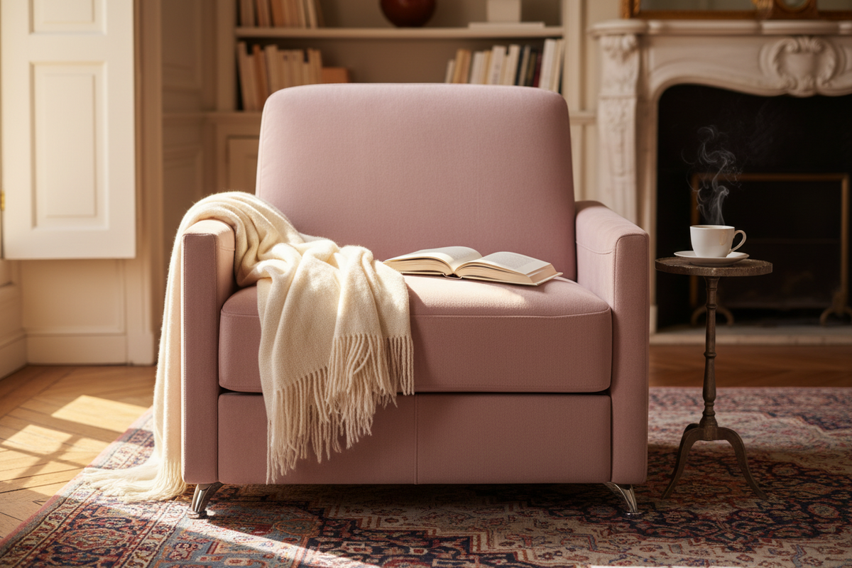 Fauteuil convertible Rapido 1 place Ambre en tissu rose