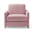 Fauteuil convertible 1 place Ambre en tissu rose poudré avec pieds chromés