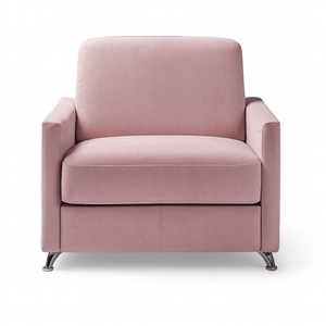 Fauteuil convertible 1 place Ambre en tissu rose poudré avec pieds chromés