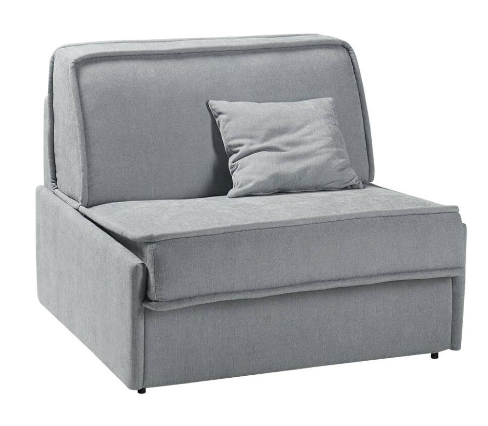 Fauteuil lit convertible  1 place couchage tissu gris - Yvan