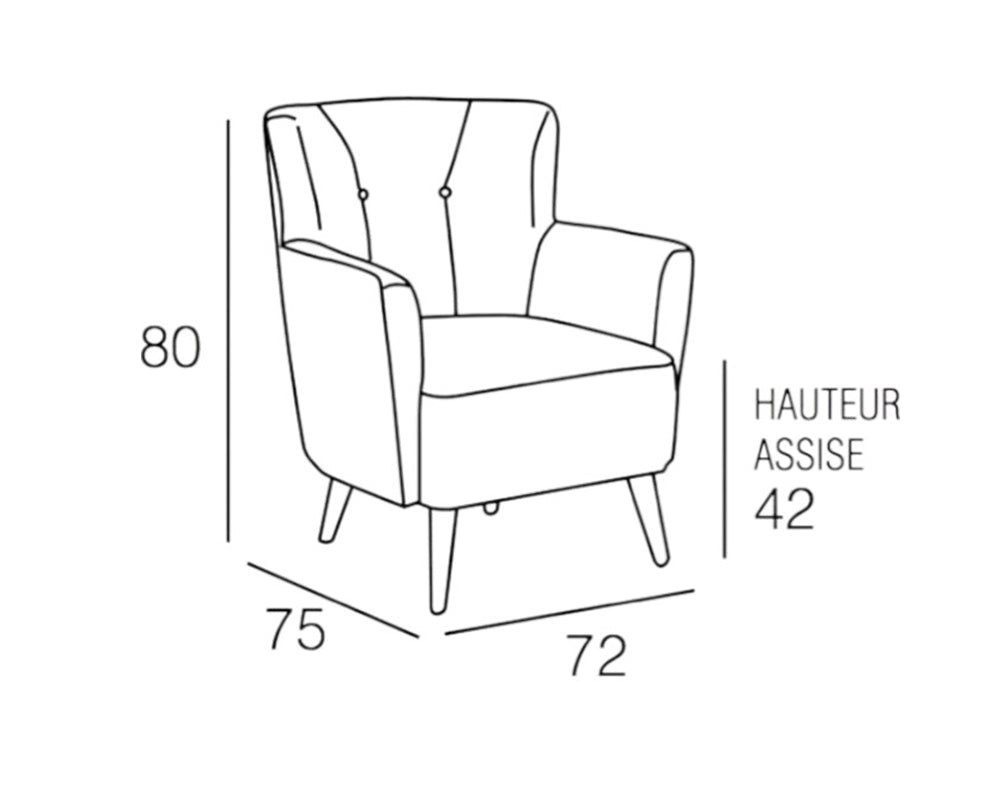 Fauteuil crapaud tissu beige pieds bois clair - Souffle d'intérieur
