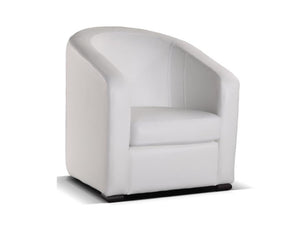 Fauteuil cabriolet en cuir blanc contemporain avec zoom sur accoudoir - Souffle d'intérieur