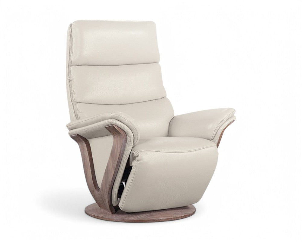 fauteuil relax moderne electrique cuir beige pvc confortable - souffle d'interieur