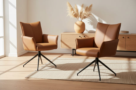fauteuil de table en cuir pivotante - Lievens