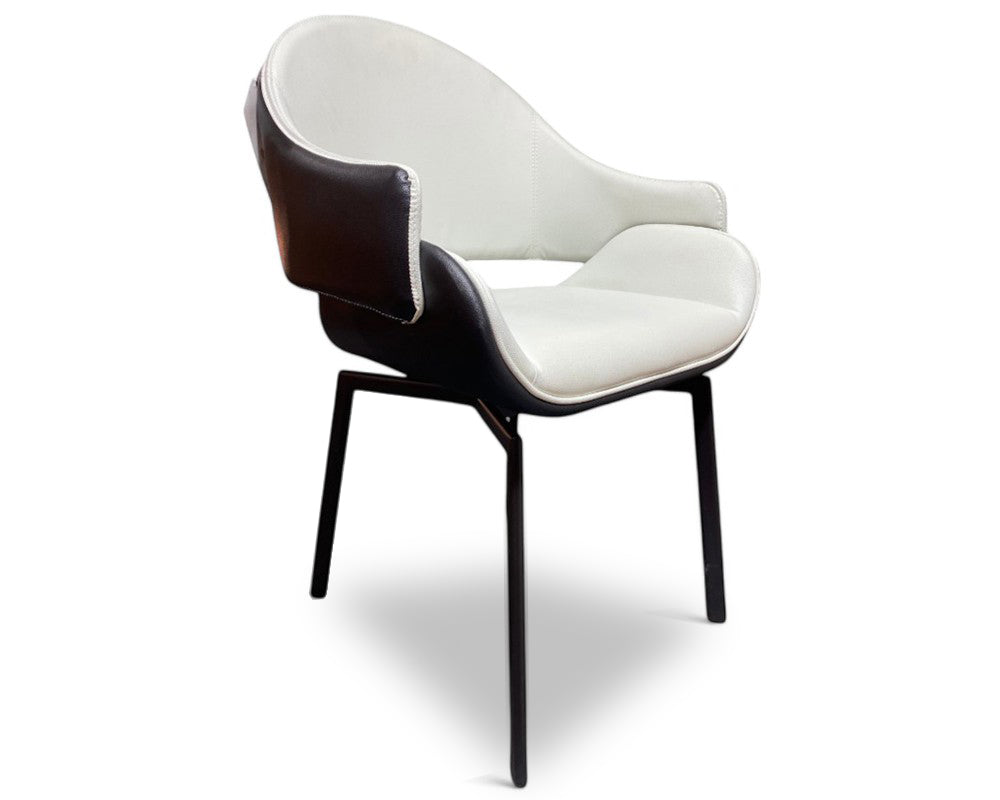 Chaise noir et blanche pivotante en simili cuir avec accoudoirs