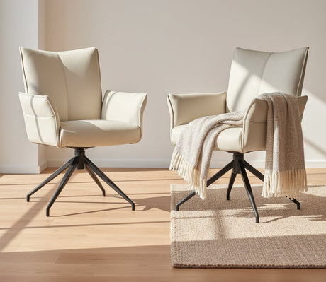 chaise avec accoudoirs en cuir - Lievens