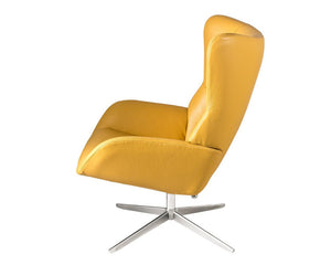 Fauteuil inclinable en cuir jaune pieds métal design - Faustine-SOUFFLE D’INTÉRIEUR