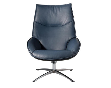 fauteuil inclinable en cuir bleu moderne + repose pieds - souffle d'interieur