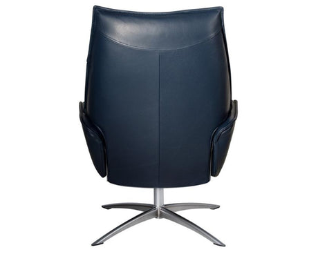 fauteuil inclinable en cuir bleu moderne + repose pieds - souffle d'interieur