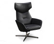 fauteuil inclinable cuir noir moderne + repose pieds - souffle d'interieur