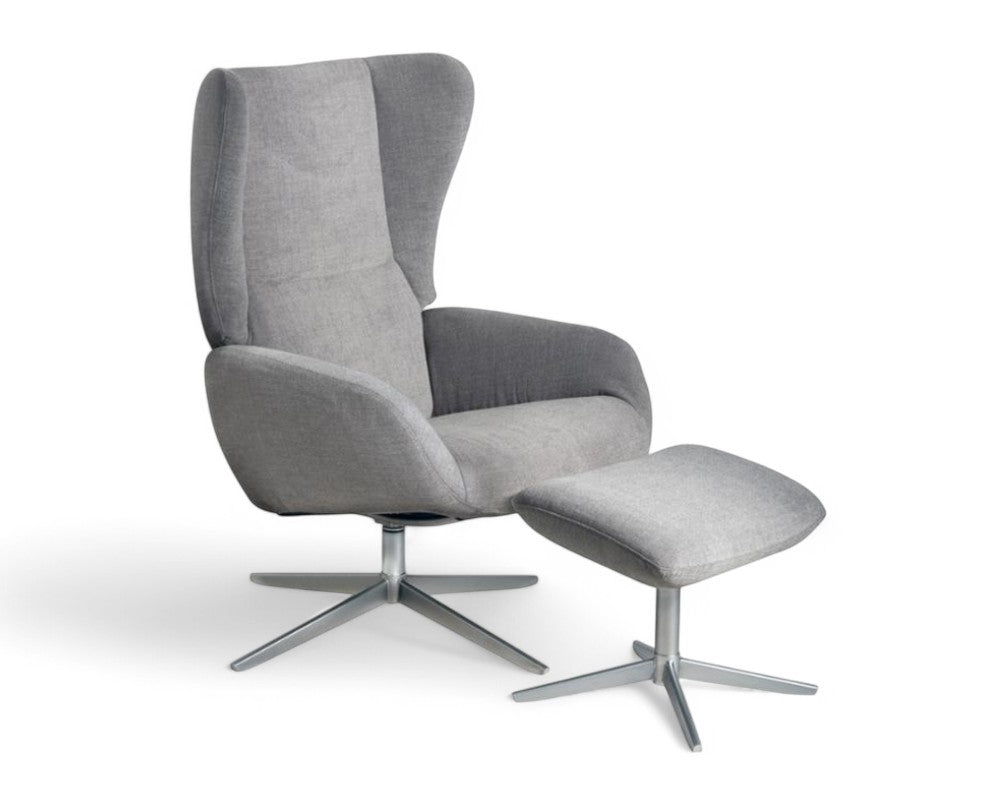fauteuil inclinable en tissu gris design + repose pieds - souffle d'interieur