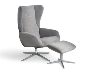 fauteuil inclinable en tissu gris design + repose pieds - souffle d'interieur