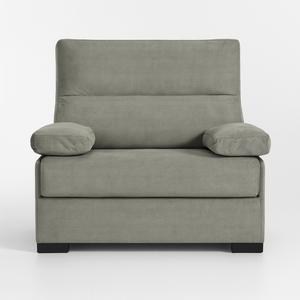 Fauteuil convertible rapido Gina en tissu gris avec matelas 12 cm vue de face