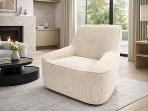Fauteuil en velours côtelé beige pivotant - Marco