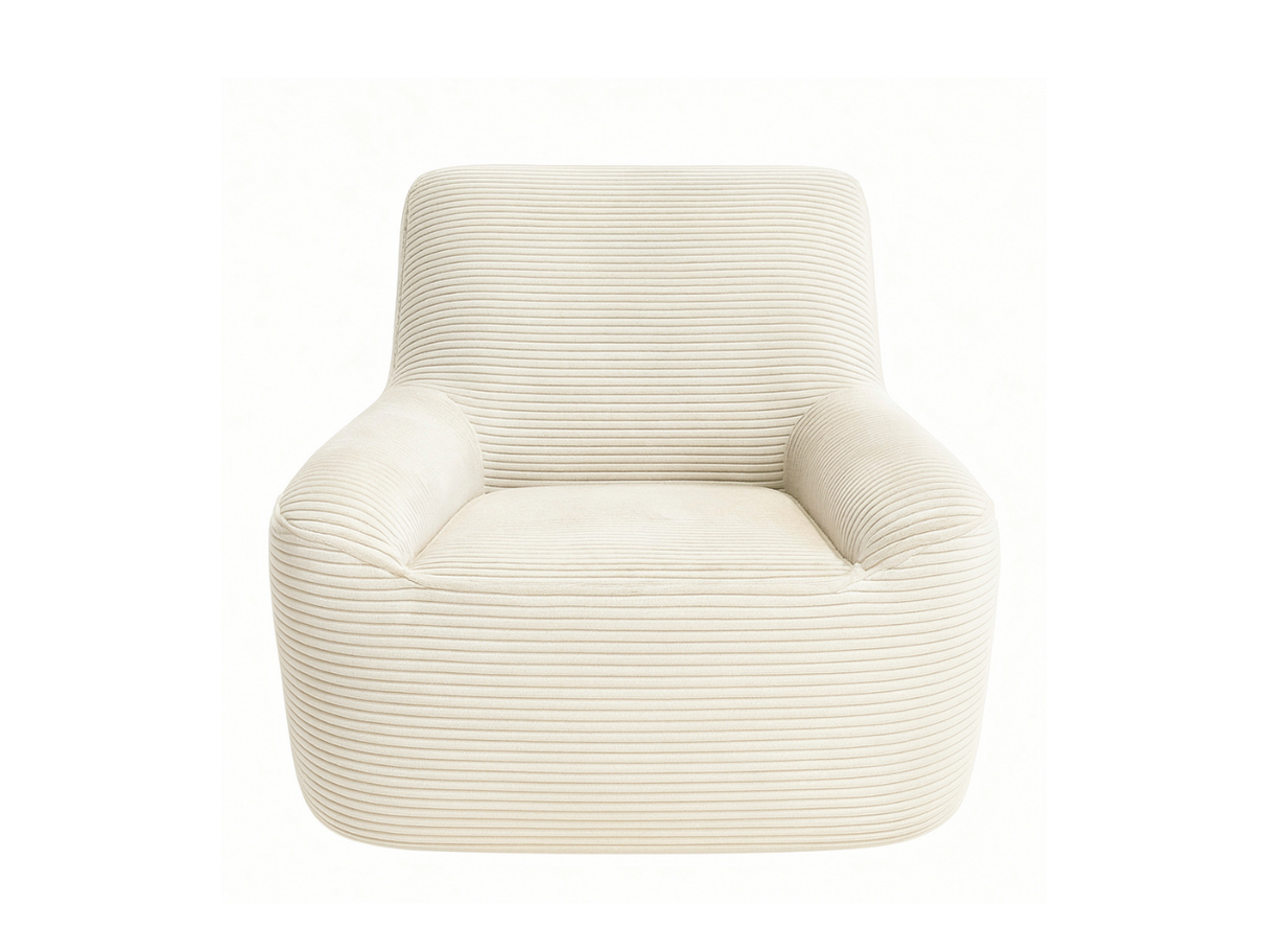 Fauteuil en velours côtelé beige pivotant - Marco