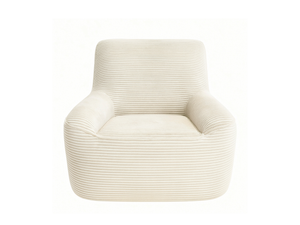 Fauteuil en velours côtelé beige pivotant - Marco