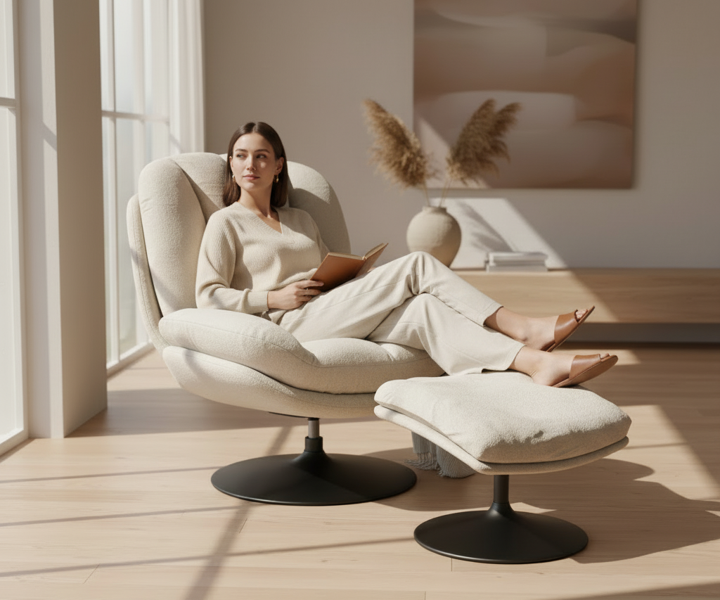Fauteuil de salon confortable pivotant - Akante -Lisboa - Souffle d'intérieur