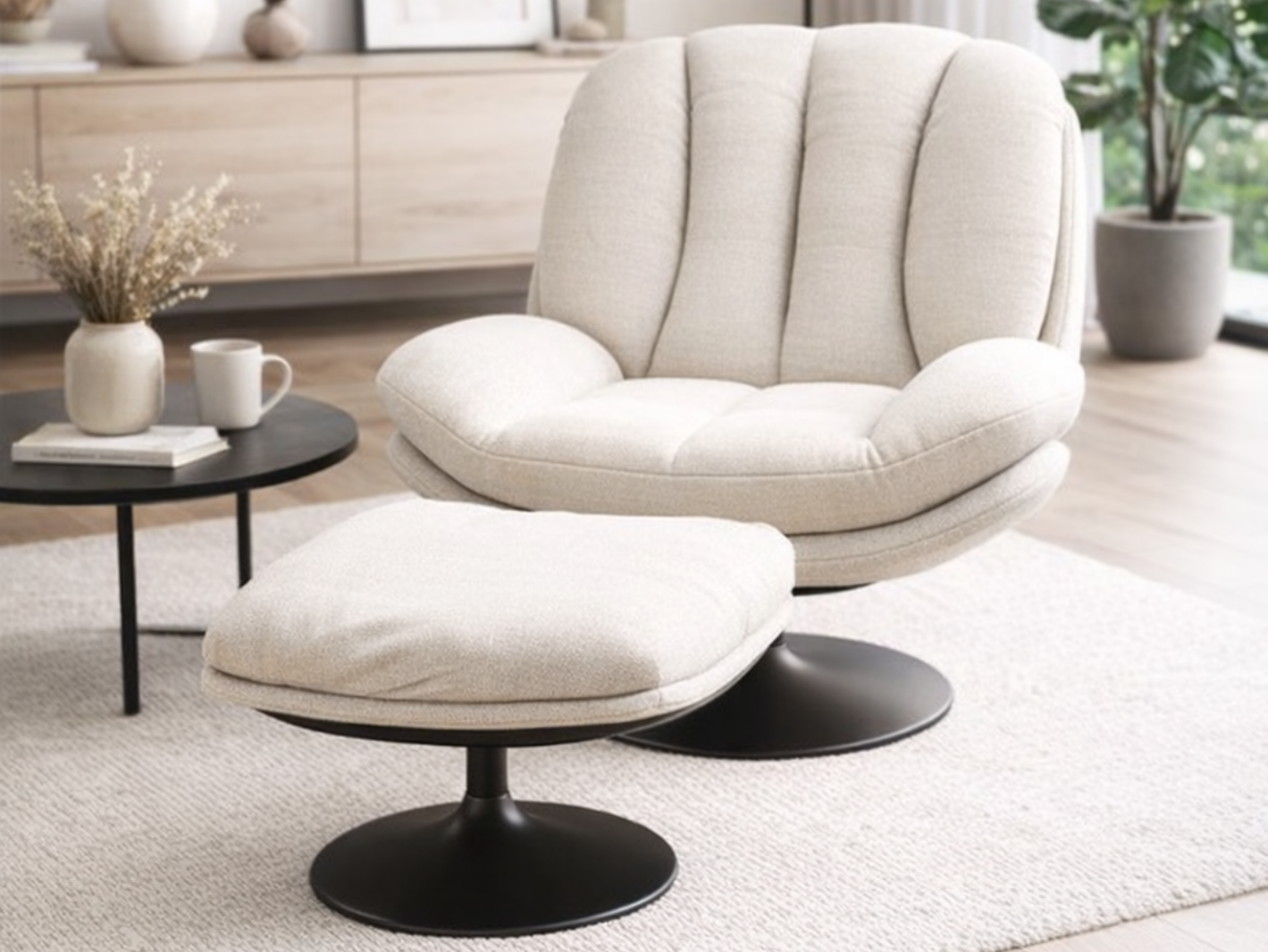 Fauteuil en tissu pivotant de salon - Lisa