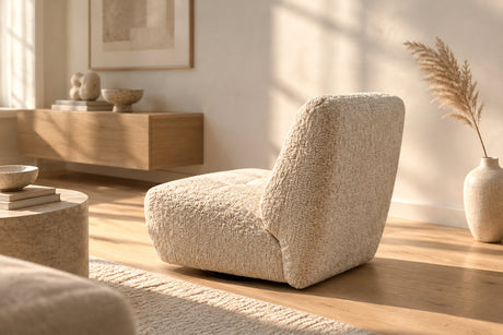 Fauteuil bouclette pivotant Lysandra, vue d'ensemble