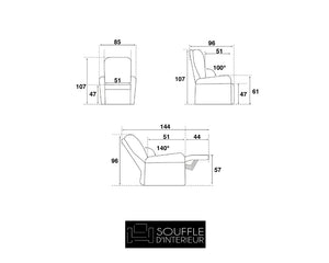 fauteuil relax moderne design tissu taupe électrique 1 moteur - Souffle d'intérieur
