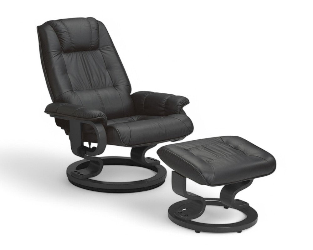 Fauteuil relax design inclinable en cuir noir L 76cm - Souffle d'intérieur