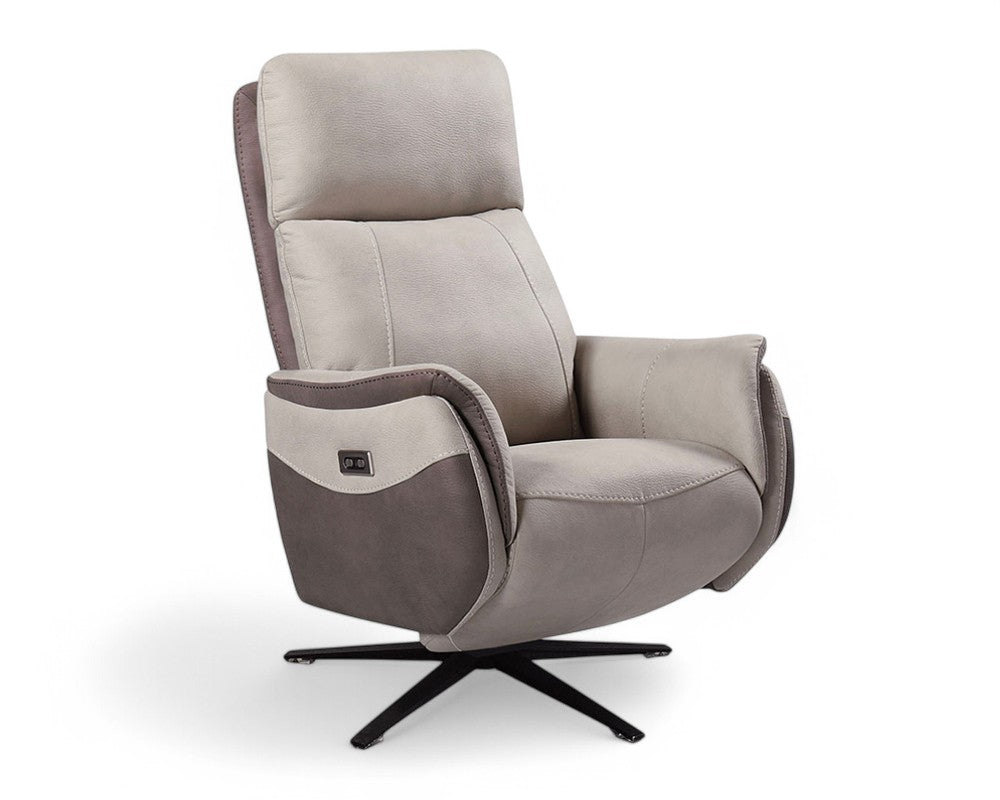 Fauteuil de relaxation électrique tissu taupe design - Souffle d'intérieur