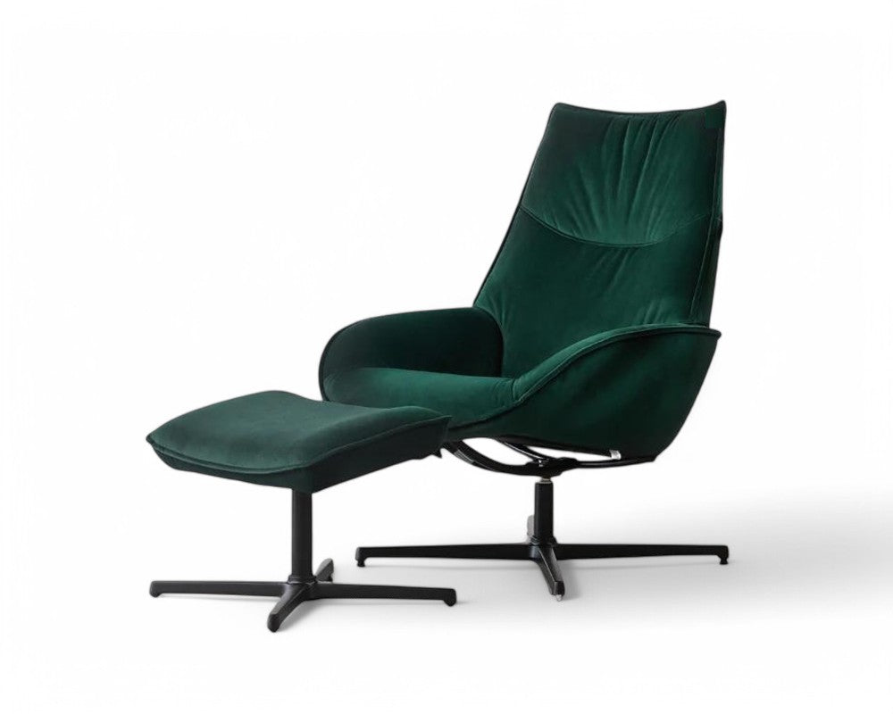 fauteuil relax inclinable en tissu velours vert kebe - Souffle d'intérieur