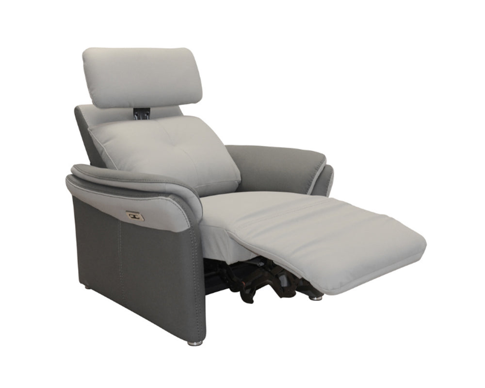 Fauteuil relaxation électrique confortable en tissu gris clair - Souffle d'intérieur