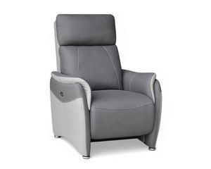 Fauteuil relaxation électrique tissu effet cuir gris - Calvin-Fauteuils-SOUFFLE D’INTÉRIEUR