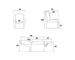Fauteuil relaxation électrique tissu effet cuir taupe - Calvin-Fauteuils-SOUFFLE D’INTÉRIEUR
