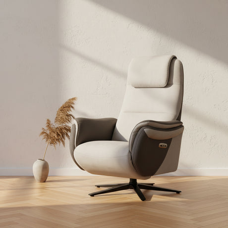 Fauteuil relaxation électrique Zenith – coloris taupe, pieds noirs