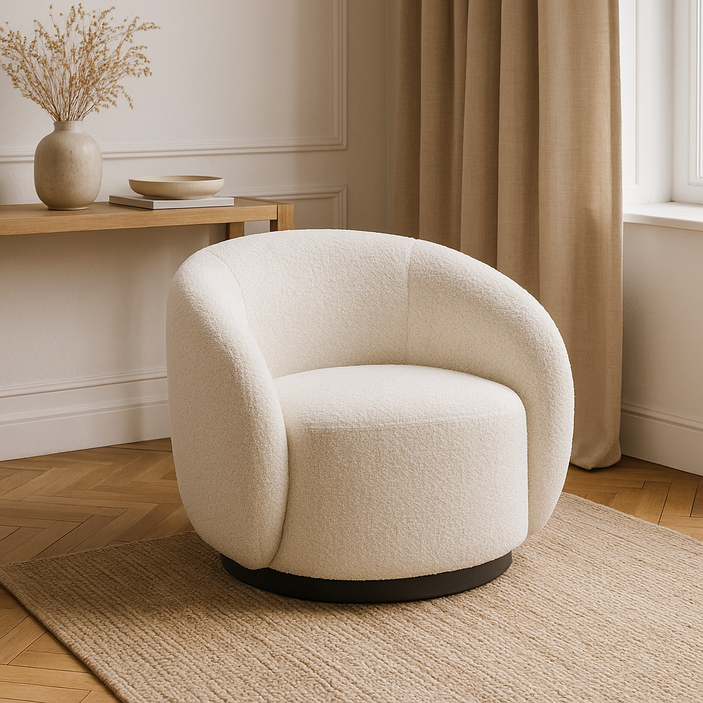 Fauteuil bouclette blanc - Assia