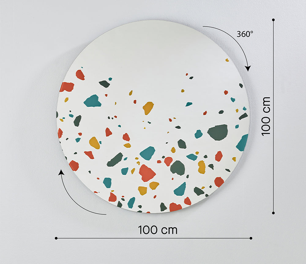 Grand miroir rond terrazzo – vue d'ensemble