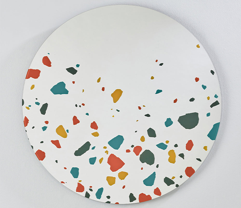 Grand miroir rond terrazzo – zoom motif coloré