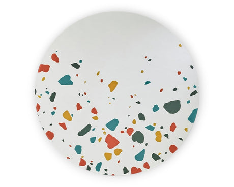 Miroir rond mural design original Terrazzo  – vue de face – motif multicolore