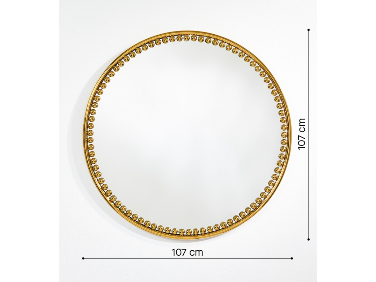 Miroir doré rond de salon doré - Diva