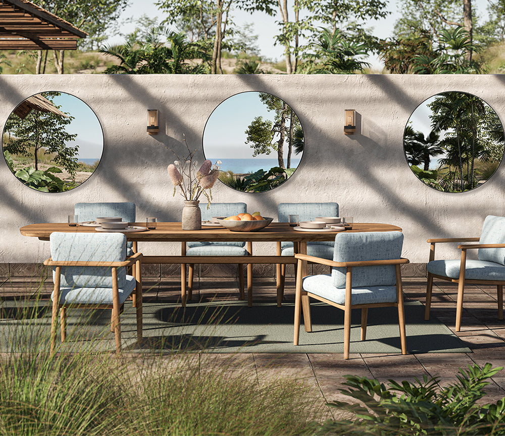 Grand miroir rond de jardin Hoop – vue d'ensemble