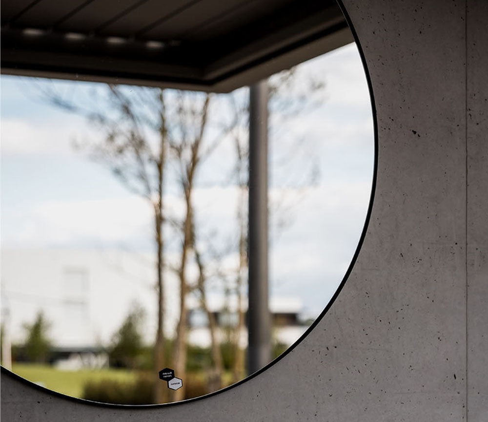 Grand miroir rond de jardin Hoop – zoom cadre métal