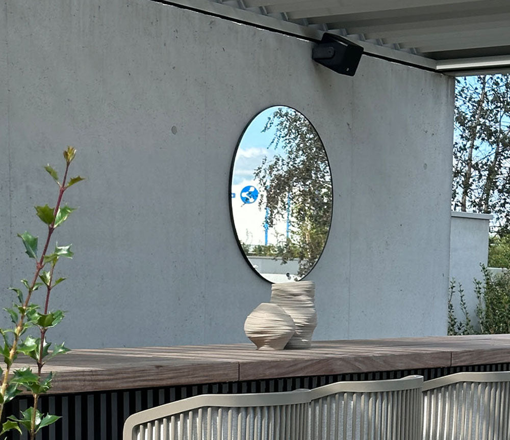 Grand miroir rond de jardin Hoop – vue de face