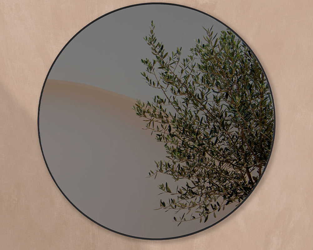 Grand miroir rond de jardin Hoop diamètre 105 cm – détail finition