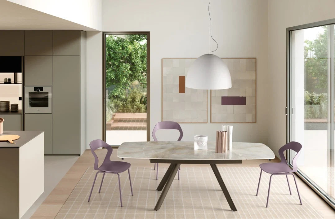 Terenceta table extensible céramique pleine masse – vue de face, plateau et piètement métal