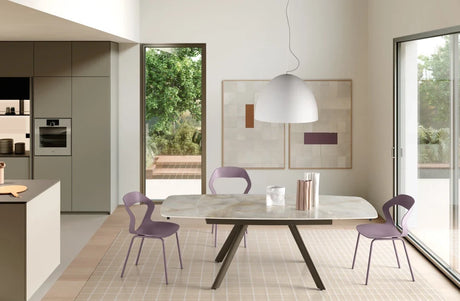 Terenceta table extensible céramique pleine masse – vue de face, plateau et piètement métal
