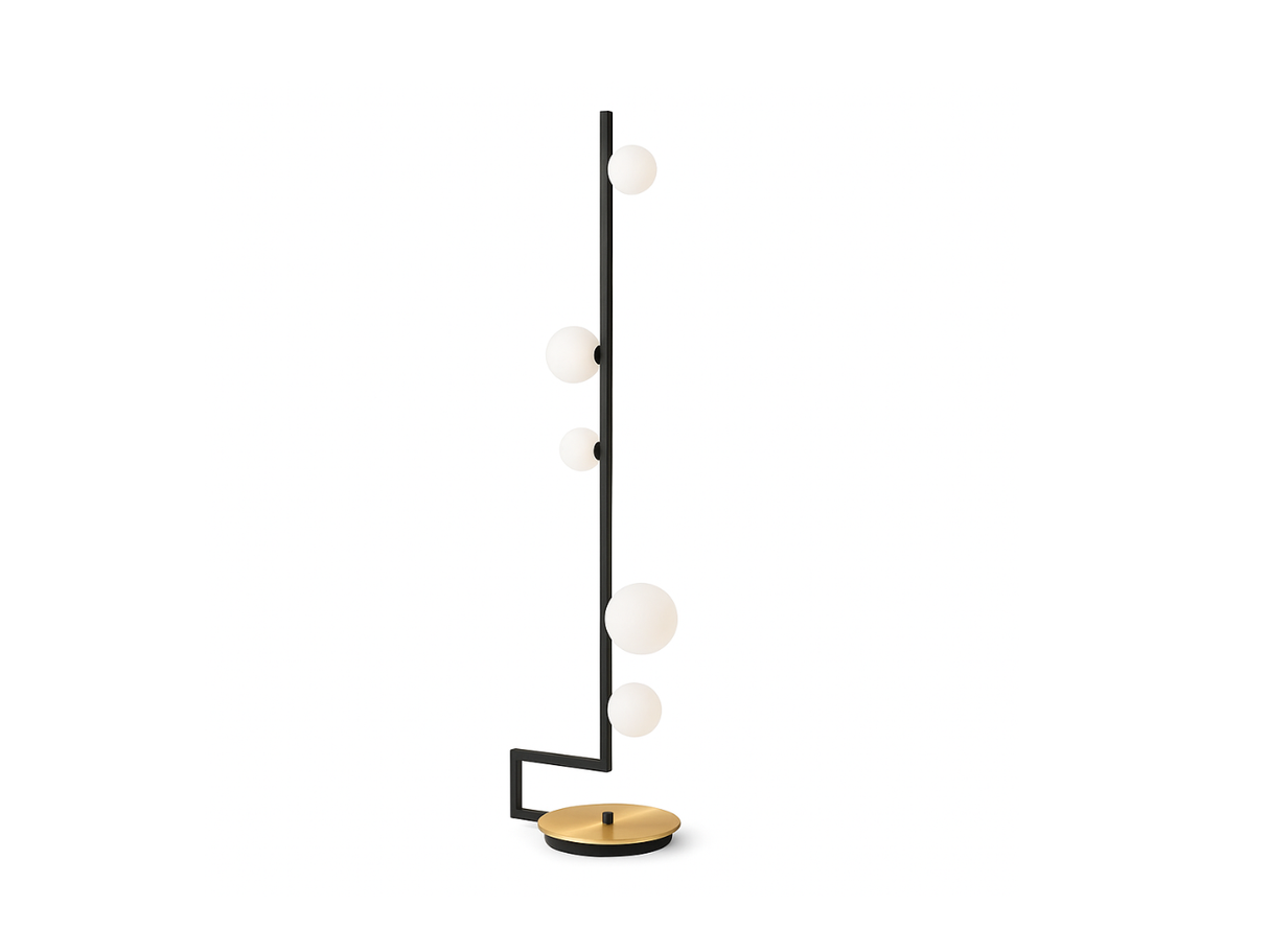 Lampadaire design boule blanche structure noir bird ideal lux - souffle d'interieur