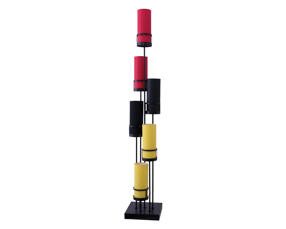 Lampadaire salon design luxe italien jaune noir rouge - Sixteen - Souffle d'intérieur