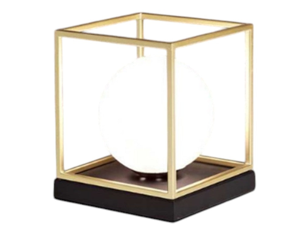 Lampe à poser design de table noir et doré carré - SOUFFLE D'intérieur